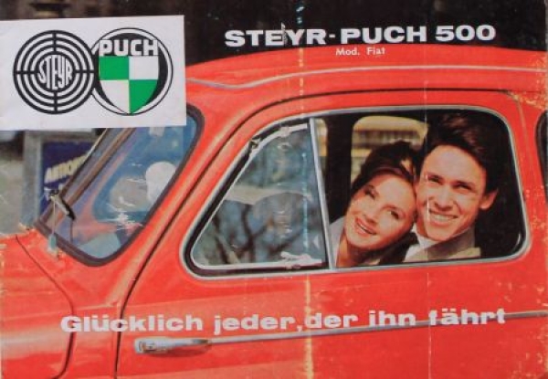 Steyr-Puch 500 Modelprogram 1960 "Gluecklich jeder der ihn faehrt" Carbrochure (7875)